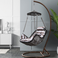 秋千吊床户外庭院吊篮椅子室内吊椅家用单人吊兰卧室阳台藤椅室外|灰色加固(升级款PE磨叶滕)DL-1