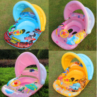 遮阳婴幼儿童游泳圈宝宝防晒坐圈腋下救生圈0-3-6岁小孩座艇