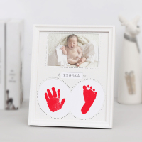 婴儿手脚印泥纪念品新生儿手印脚印相框宝宝手足印泥满月百天礼物|红色印台套装