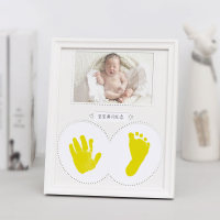 婴儿手脚印泥纪念品新生儿手印脚印相框宝宝手足印泥满月百天礼物|黄色印台套装