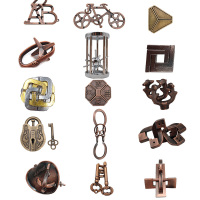 烧脑高难度魔术合金四方锁马蹄成人儿童机关盒解环锁扣|15件装