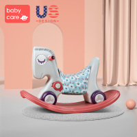 儿童摇摇马二合一宝宝摇马小木马婴儿周岁礼物摇摇车玩具|新品-二合一摇马-科里斯灰(配蓝色坐垫)