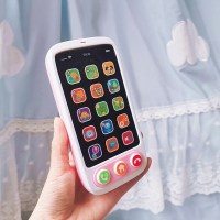 婴儿止哭神器 宝宝仿真触屏智能手机 多功能闪灯音乐儿童手机|粉色大手机(送电池)