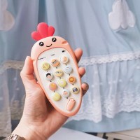 婴儿止哭神器 宝宝仿真触屏智能手机 多功能闪灯音乐儿童手机|粉色萝卜(送电池)