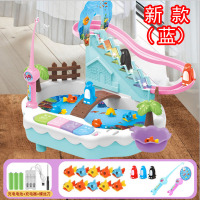 电动小企鹅爬楼梯音乐滑梯轨道小企鹅上楼梯儿童节车|[新款]蓝企鹅爬楼梯+钓鱼两用充电器+充电电池 标配