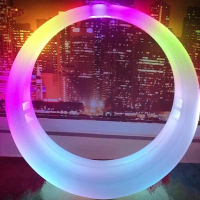 太阳能led发光月亮秋千 户外美陈道具网红庭院秋千吊椅装饰灯|彩跑款128CM单秋千送吊绳充电款