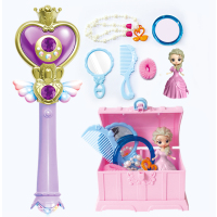 仙女棒公主巴啦拉魔仙棒女孩儿童闪光音乐魔法棒投影星空|紫色新乐琪+饰品音乐盒