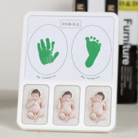 宝宝手足印泥新生儿手脚印婴儿满月百天礼物周岁手印纪念相框摆台|绿色印台套装