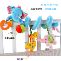 新生宝宝多功能音乐动物车挂饰床绕吊摇铃婴儿毛绒63个月|桔红色蓝色大象IC音乐