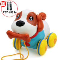 婴儿早教狗狗拖拉拉线手拉小动物木质拉车儿童拉绳学步车|音乐狗狗[电池款]送电池