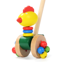 婴儿早教狗狗拖拉拉线手拉小动物木质拉车儿童拉绳学步车|尖嘴鸡推车