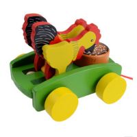 拖拉学步拉车婴幼儿童手推车手拉绳拉线车1-3岁宝宝|公鸡啄米