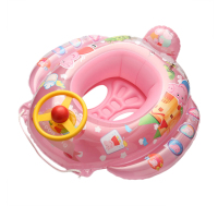 加厚儿童游泳圈温泉男女宝宝腋下圈小猪方向盘1-3-6岁带拖绳坐圈