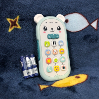 早教6个月音乐电话机婴儿童手机仿真可咬男孩女宝宝一岁1|升级版蓝色卡通手机+电池