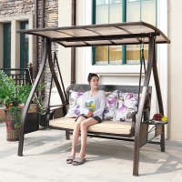 吊椅秋千户外室外庭院阳台家用北欧荡秋千椅双人摇椅室内吊床网红|棕榈-铸铝太阳能三人位秋千[红铜色]