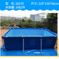 夹网大型儿童家用加厚游泳池金鱼池支架泳池戏水池方形池网格|219+150+60厘米(标配无礼包)