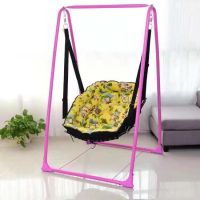 儿童荡秋千成人吊椅室内户外家用吊床宝宝阳台摇椅婴幼儿座椅吊篮|加大粉支架富贵鸟+花藤+灯[大礼包]