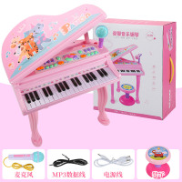 婴幼儿童电子琴宝宝多功能钢琴2小女孩初学1-3岁音乐话筒|钢琴音乐电子琴充电款+话筒+凳子+外接MP3-粉