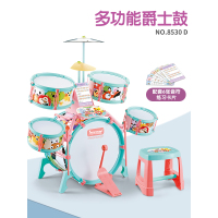 灯光教学大号架子鼓 儿童 初学者早教礼物3-6-10岁打鼓乐器爵士鼓|马卡龙爵士鼓[无灯光]