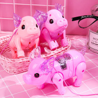 网红牵绳会跑的电动小猪发光音乐走路猪儿童男女小孩宝宝玩具