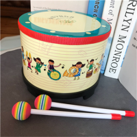 木制宝宝手敲鼓双面鼓儿童军鼓拍拍鼓早教音乐小鼓|大号韩国地鼓含彩虹鼓棒一对