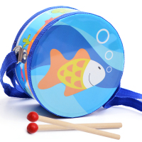 木制宝宝手敲鼓双面鼓儿童军鼓拍拍鼓早教音乐小鼓|蓝鱼15cm双面鼓