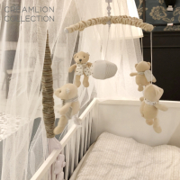 法国婴儿床铃礼盒布艺音乐旋转床铃新生宝宝安抚床上玩偶|米黄围巾熊35曲可调节音量