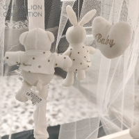 法国婴儿床铃礼盒布艺音乐旋转床铃新生宝宝安抚床上玩偶|兔子小熊(12曲+支架)支架音盒带保护套