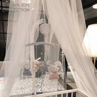 法国婴儿床铃礼盒布艺音乐旋转床铃新生宝宝安抚床上玩偶|蓝粉兔兔(12曲+支架)支架音盒带保护套