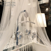 法国婴儿床铃礼盒布艺音乐旋转床铃新生宝宝安抚床上玩偶|蓝格围巾熊12曲支架音盒带保护套