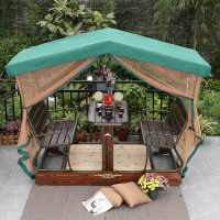 户外秋千吊椅动力四人摇椅室外铁艺秋千椅庭院阳台秋千摇椅|碳化木款:波斯顿四人摇椅-墨绿[配纱帘]新品