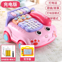 一至二周两岁宝宝早教1-23女男孩开发智力音乐儿童电话机|粉色[充电版]弹琴电话机+写字板