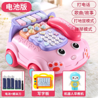 一至二周两岁宝宝早教1-23女男孩开发智力音乐儿童电话机|粉色[电池版]弹琴电话机+写字板+早教机