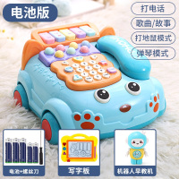 一至二周两岁宝宝早教1-23女男孩开发智力音乐儿童电话机|蓝色[电池版]弹琴电话机+写字板+早教机