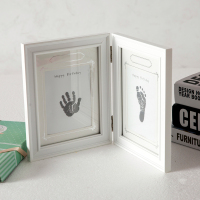 宝宝手足印纪念框婴儿满月周岁百天手脚印自制礼物合页相框|05#单合页合页单手脚印