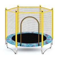 加固宝宝蹦蹦床室内家用小孩家庭健身房成人减肥带护网儿童跳跳床|加强款-直径1.2米-卡蓝色-送礼品