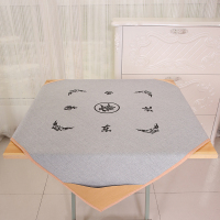 麻将桌布皮革麻将布家用防滑可水洗麻将垫带兜麻将毯扑克垫|皮革发财款灰色 98*98厘米