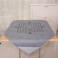 麻将桌布皮革麻将布家用防滑可水洗麻将垫带兜麻将毯扑克垫|皮革带棋盘图案灰色 98*98厘米