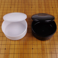 楠竹围棋罐子实木围棋盒仿草编盒黑白塑料树脂盒五子棋棋罐2只|黑白盒子(不含棋子棋盘)