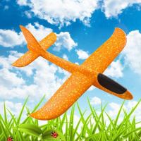 投掷滑翔机手抛泡沫手掷航模儿童玩具户外亲自特技版模型|大号48CM橙色