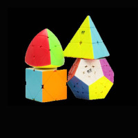 实色二阶三阶四阶五阶镜面五魔方粽子金字塔斜转魔方组合套装|异形四件套4底座小教程书