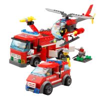 9兼容乐积木男孩子消防车警车城市工程机械车变形金刚玩具车