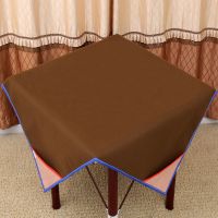 加厚麻将桌布 麻将垫子大号正方形消音麻将布带兜防滑麻将台布|加大加厚1.2米(咖色无图案)