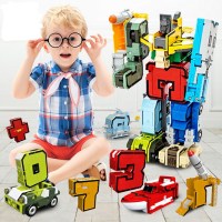 数字变形金刚机器人积木飞机汽车拼装拼插玩具玩具男孩玩具