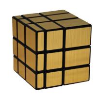 魔方镜面三阶异形金字塔五魔方魔方粽子sq-1斜转比赛顺滑|镜面金色黑底+架