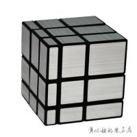 魔方镜面三阶异形金字塔五魔方魔方粽子sq-1斜转比赛顺滑|镜面银色黑底+架