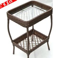 麻将机茶几棋牌室麻将室茶几茶水架麻将桌边加粗加厚茶水台|咖啡色方形藤编茶几