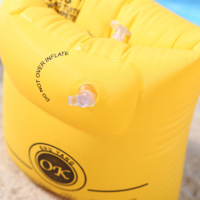 儿童游泳圈手臂圈水袖大人儿童游泳装备成人宝宝加厚浮圈浮漂泳袖|黄色 买一对送一对(4只+1打气筒)