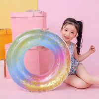 游泳圈儿童女宝宝闪亮彩色圆形泳圈充气腋下圈 男女成人救生装备