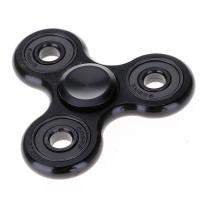 指尖陀螺美国成人手指旋转轴承解压神器玩具儿童三叶纯铝指间陀螺|大三圆黑色